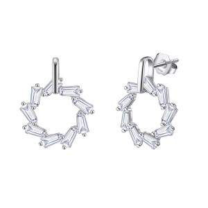 925 Sterling Silver Geometric Zirconia Stud Earring 40200517