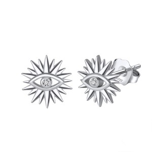 925 Sterling Silver Spiky Evil Eye Stud Earring 40200518
