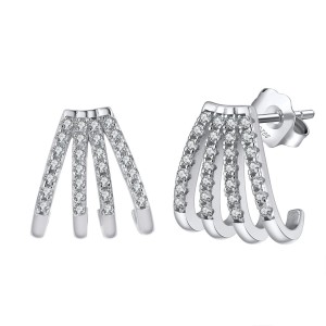 925 Sterling Silver Zirconia Claws Stud Earring 40200519