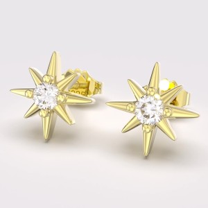 925 Sterling Silver Zirconia Octagonal Star Stud Earring 40200520