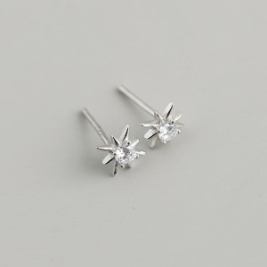 925 Sterling Silver Zirconia Octagonal Star Stud Earring 40200520