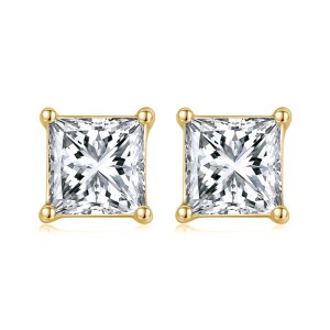 925 Sterling Silver Square Zirconia Stud Earring 40200521