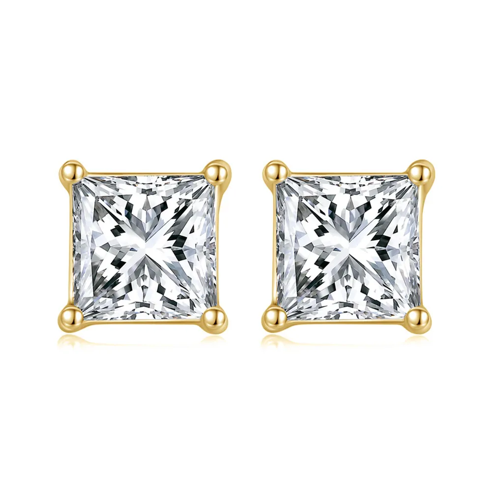 925 Sterling Silver Square Zirconia Stud Earring 40200521