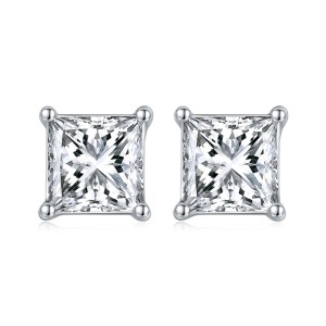 925 Sterling Silver Square Zirconia Stud Earring 40200521