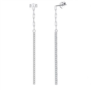 S925 Linked Chain Zirconia Tassel Stud Earring 40200522