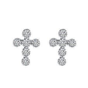 925 Sterling Silver Zirconia Cross Stud Earring 40200523