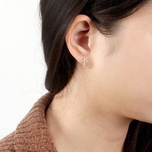 925 Sterling Silver Zirconia Cross Stud Earring 40200523