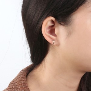 925 Sterling Silver Zirconia Kitten Stud Earring 40200524