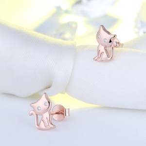 925 Sterling Silver Zirconia Kitten Stud Earring 40200524