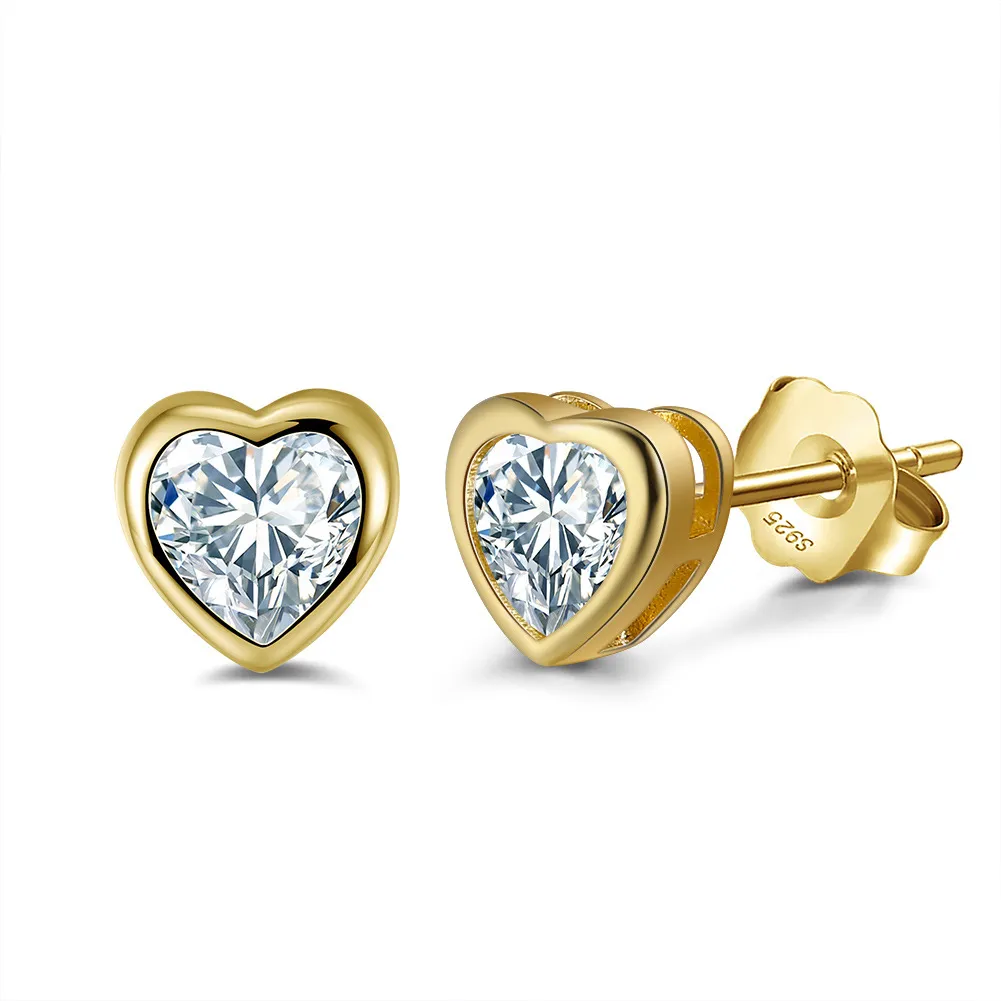 925 Sterling Silver Zirconia Heart Stud Earring 40200526