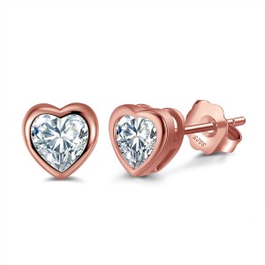 925 Sterling Silver Zirconia Heart Stud Earring 40200526