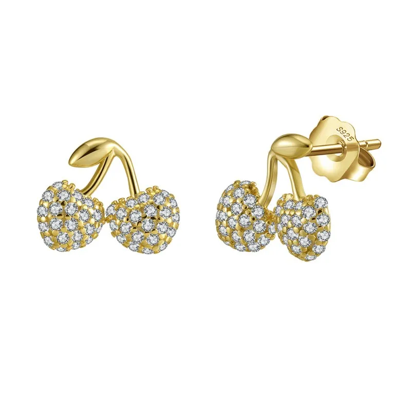 S925 Sweet Zirconia Cherry Stud Earring 40200527