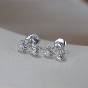 S925 Sweet Zirconia Cherry Stud Earring 40200527