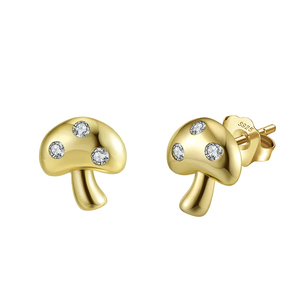 S925 Zirconia Mushroom Stud Earrings 40200528