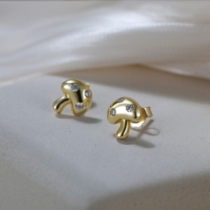 S925 Zirconia Mushroom Stud Earrings 40200528