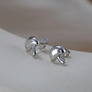 S925 Zirconia Mushroom Stud Earrings 40200528