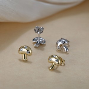 S925 Zirconia Mushroom Stud Earrings 40200528
