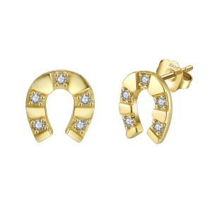 S925 Lucky Symbol Horseshoe Stud Earrings 40200529