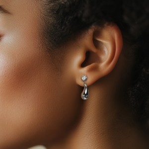 S925 Zirconia Waterdrop Stud Earring 40200530