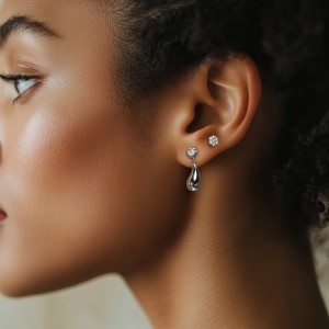 S925 Zirconia Waterdrop Stud Earring 40200530