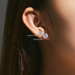 S925 Sparkle Rose Cut Zirconia Stud Earring 40200531