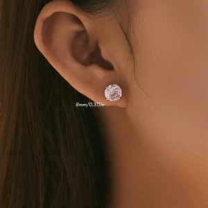 S925 Sparkle Rose Cut Zirconia Stud Earring 40200531