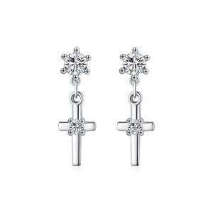 S925 Vintage Zirconia Cross Stud Earring 40200535