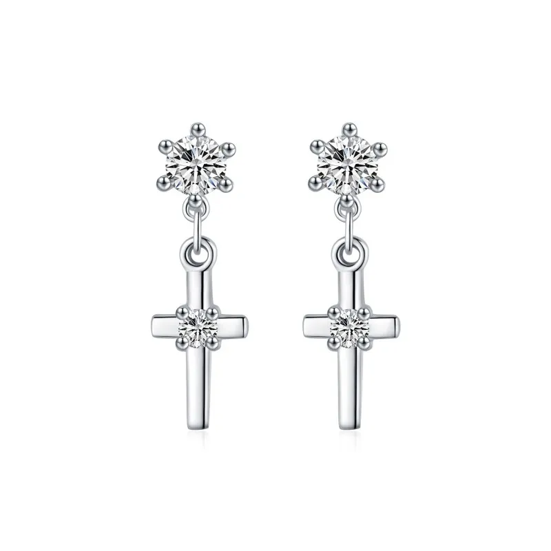 S925 Vintage Zirconia Cross Stud Earring 40200535