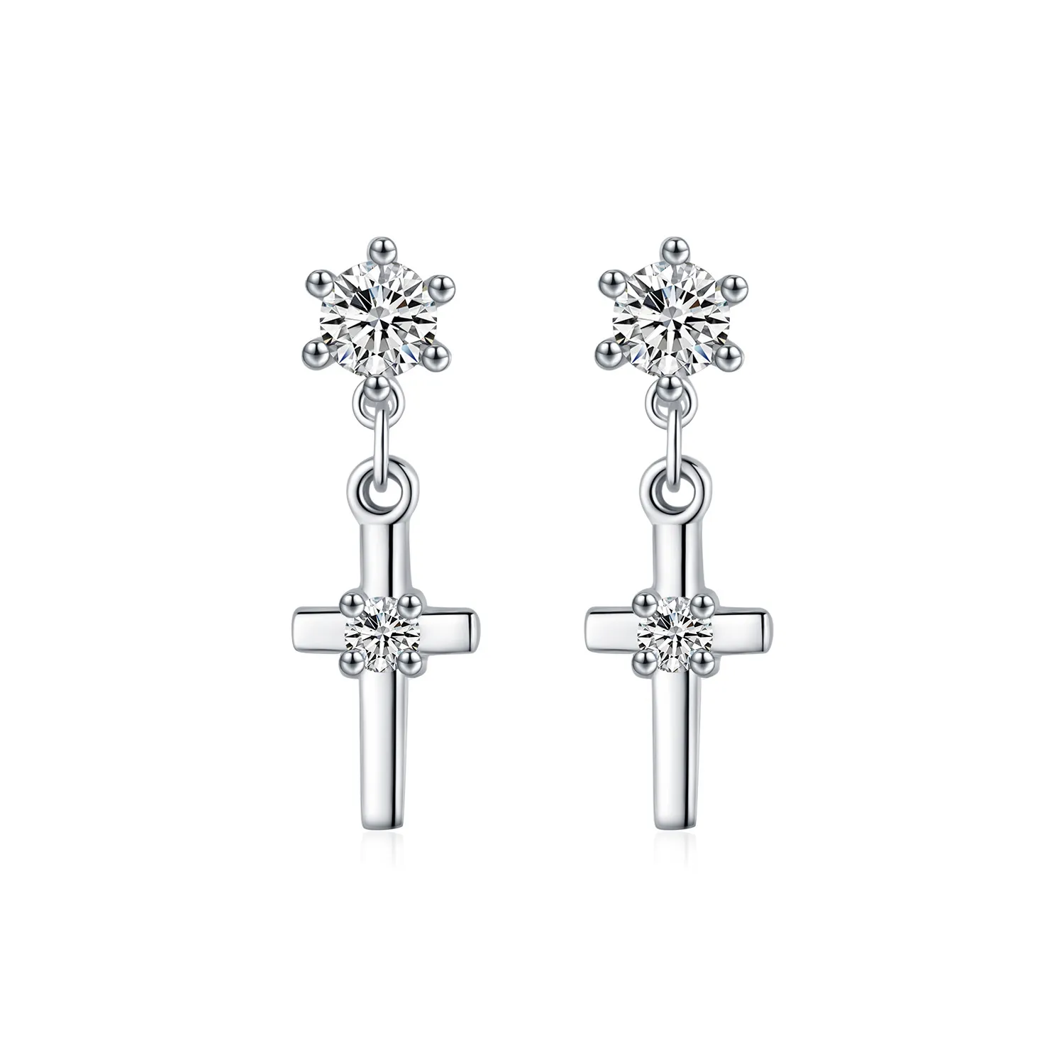 S925 Vintage Zirconia Cross Stud Earring 40200535