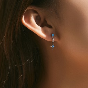 S925 Bright Blue Zirconia Star Stud Earring 40200536