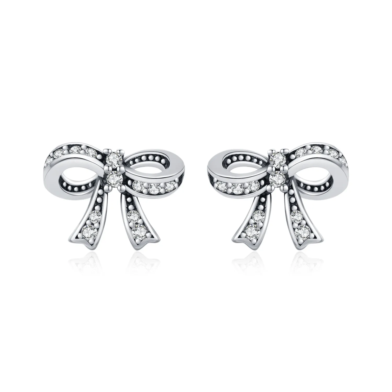 S925 Vintage Zirconia Bow Stud Earring 40200543
