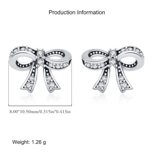 S925 Vintage Zirconia Bow Stud Earring 40200543
