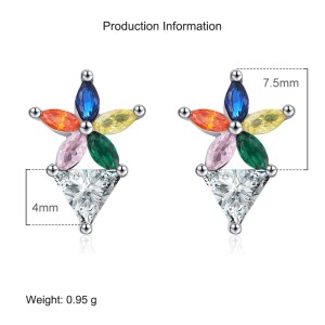 925 Sterling Silver Triangle Zirconia Stud Earring 40200544