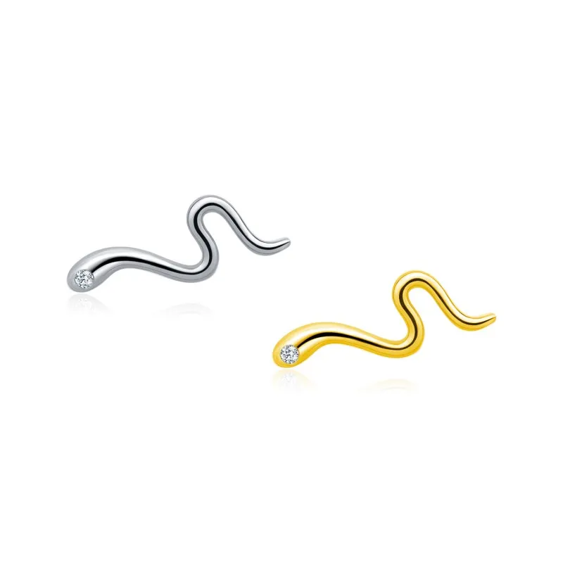 925 Sterling Silver Unique Snake Stud Earring 40200546