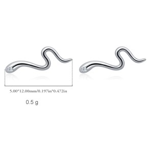 925 Sterling Silver Unique Snake Stud Earring 40200546