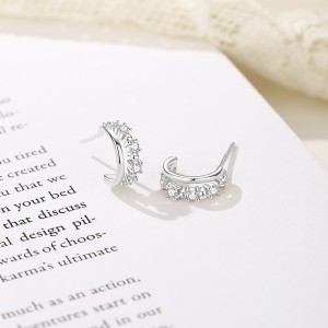 925 Sterling Silver Zirconia Hoop Stud Earring 40200549