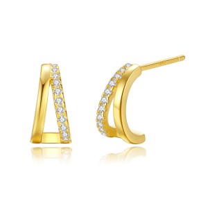 925 Sterling Silver Triangle Zirconia Stud Earring 40200552