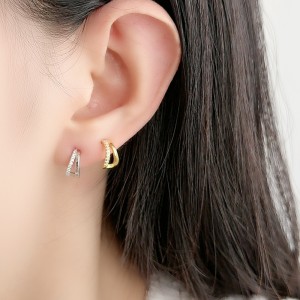 925 Sterling Silver Triangle Zirconia Stud Earring 40200552