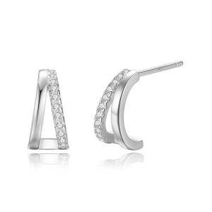 925 Sterling Silver Triangle Zirconia Stud Earring 40200552