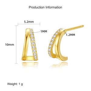 925 Sterling Silver Triangle Zirconia Stud Earring 40200552