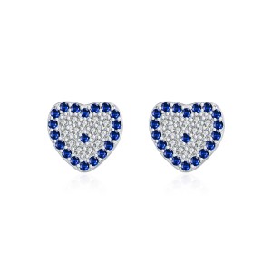 925 Sterling Silver Zirconia Heart Stud Earring 40200555