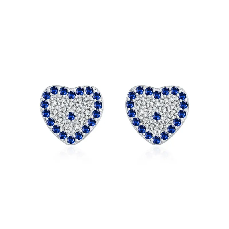 925 Sterling Silver Zirconia Heart Stud Earring 40200555