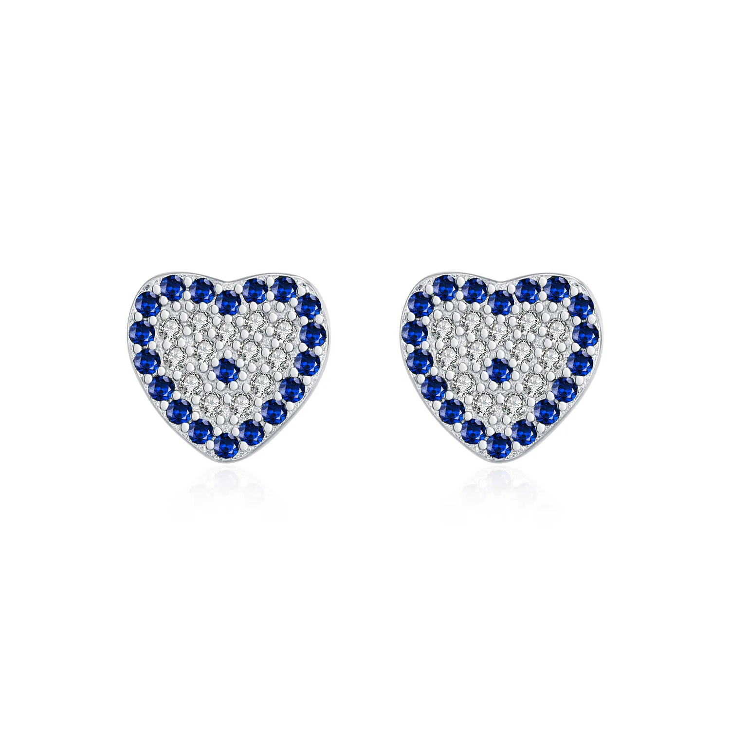 925 Sterling Silver Zirconia Heart Stud Earring 40200555
