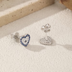 925 Sterling Silver Zirconia Heart Stud Earring 40200555