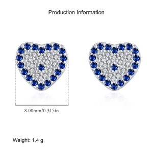 925 Sterling Silver Zirconia Heart Stud Earring 40200555