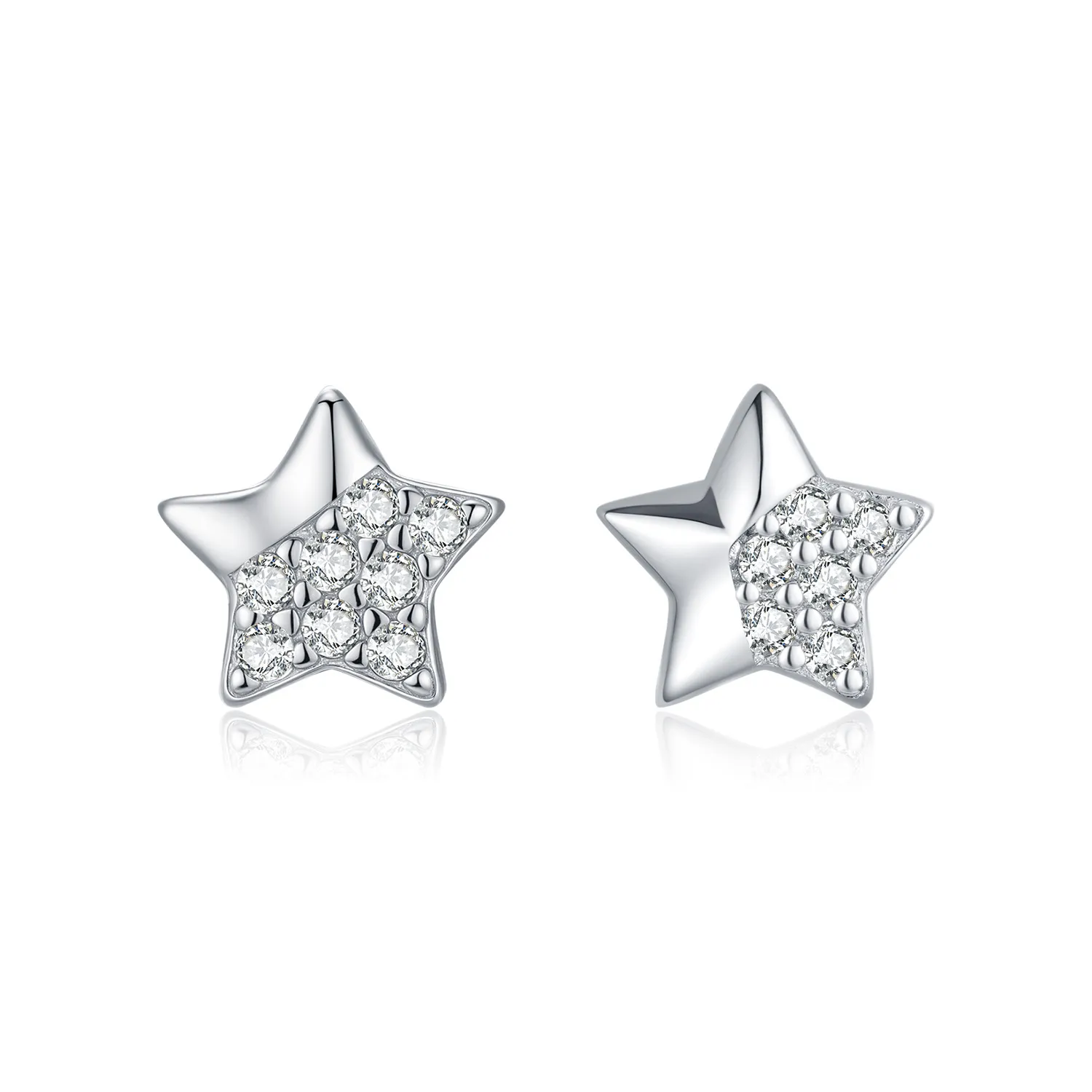 925 Sterling Silver Sparkle Zirconia Star Stud Earring 40200556
