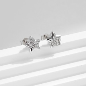 925 Sterling Silver Sparkle Zirconia Star Stud Earring 40200556