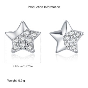 925 Sterling Silver Sparkle Zirconia Star Stud Earring 40200556