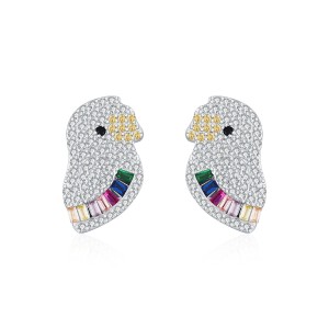 925 Sterling Silver Colorful Zircon Parrot Stud Earrings 40200557 925 Sterling Silver Colorful Zircon Parrot Stud Earrings 40200557