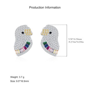 925 Sterling Silver Colorful Zircon Parrot Stud Earrings 40200557 925 Sterling Silver Colorful Zircon Parrot Stud Earrings 40200557
